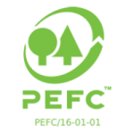 PEFC merupakan sertifikasi yang menjamin bahan baku kayu yang kami gunakan berasal dari hutan yang terbarukan